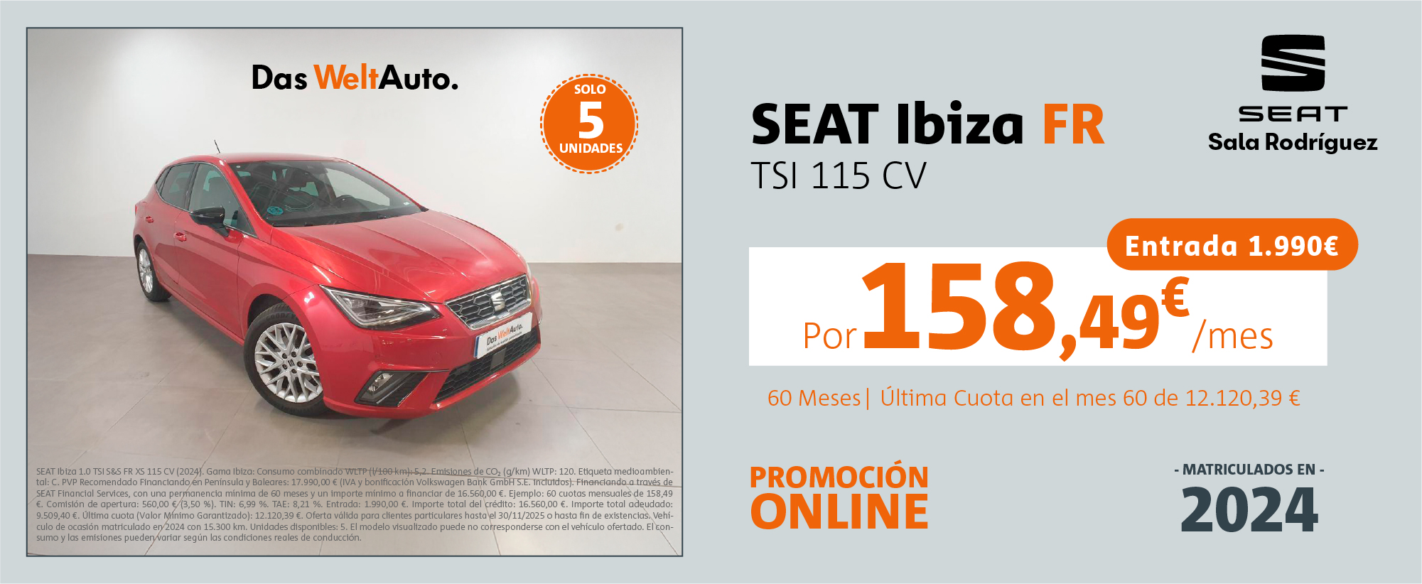 ¡Promoción online! SEAT Ibiza FR por 158€/mes*